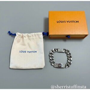 Louis Vuitton Silver Chunky Monogram Chain Bracelet